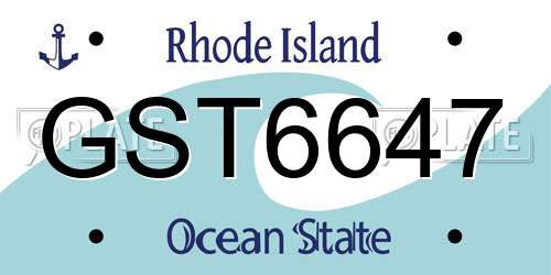 GST6647 Rhode Island License Plate