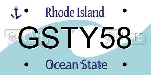 GSTY58 Rhode Island License Plate