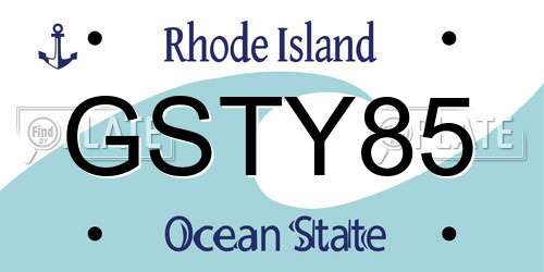GSTY85 Rhode Island License Plate