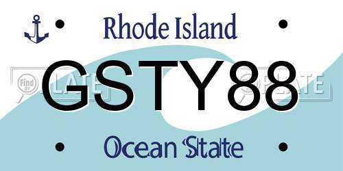 GSTY88 Rhode Island License Plate