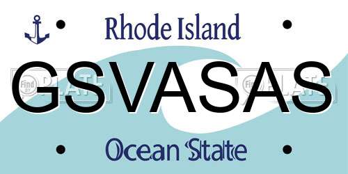 GSVASAS Rhode Island License Plate