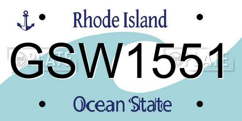 GSW1551 Rhode Island License Plate