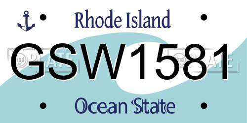 GSW1581 Rhode Island License Plate