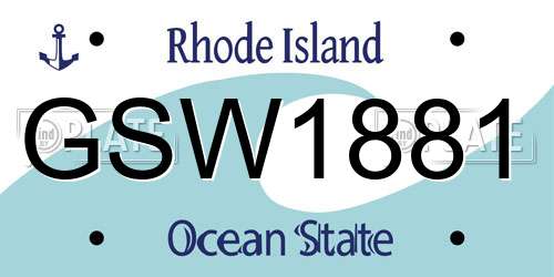 GSW1881 Rhode Island License Plate