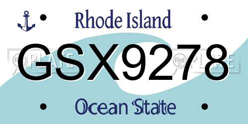 GSX9278 Rhode Island License Plate
