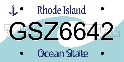 GSZ6642 Rhode Island License Plate