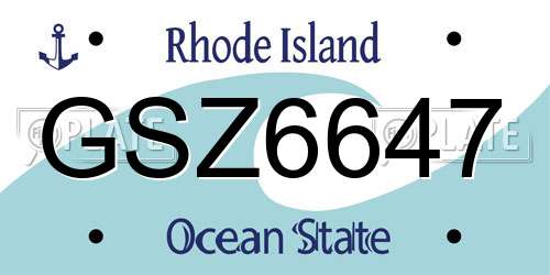 GSZ6647 Rhode Island License Plate