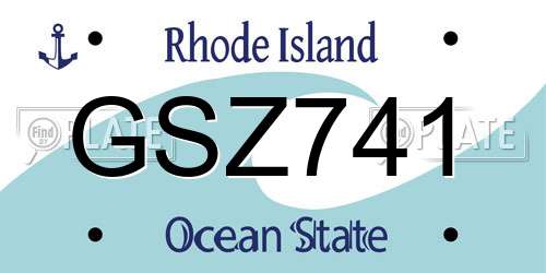 GSZ741 Rhode Island License Plate