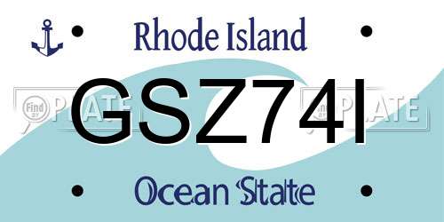 GSZ74I Rhode Island License Plate
