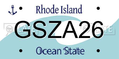 GSZA26 Rhode Island License Plate