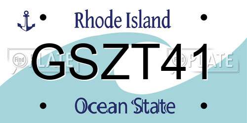 GSZT41 Rhode Island License Plate