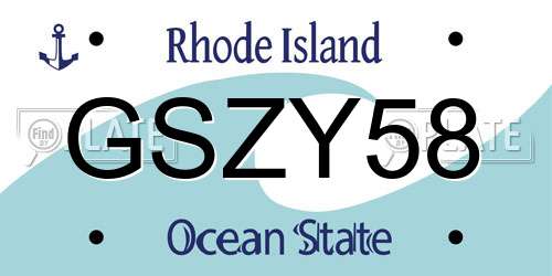 GSZY58 Rhode Island License Plate