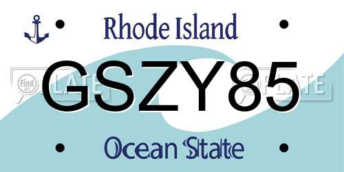 GSZY85 Rhode Island License Plate