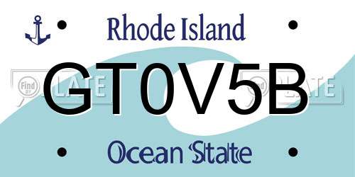 GT0V5B Rhode Island License Plate