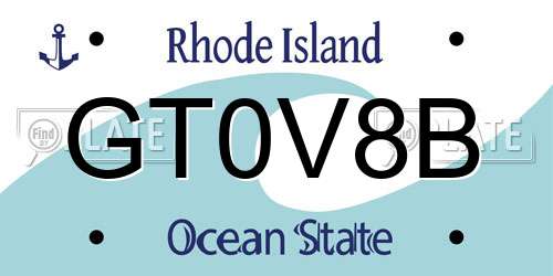 GT0V8B Rhode Island License Plate
