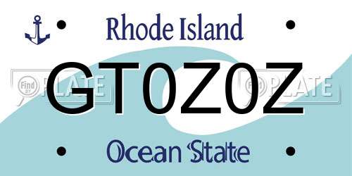 GT0Z0Z Rhode Island License Plate