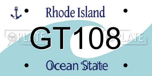 GT108 Rhode Island License Plate