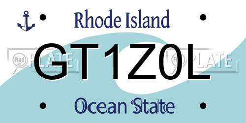 GT1Z0L Rhode Island License Plate