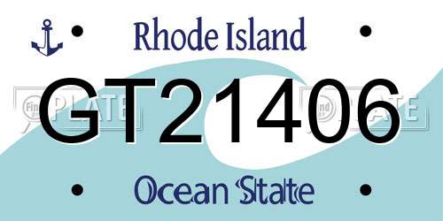 GT21406 Rhode Island License Plate