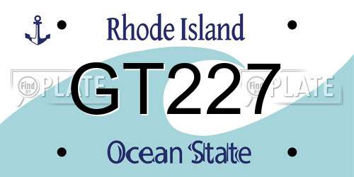 GT227 Rhode Island License Plate