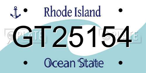 GT25154 Rhode Island License Plate