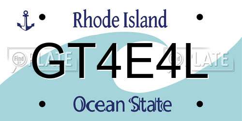 GT4E4L Rhode Island License Plate