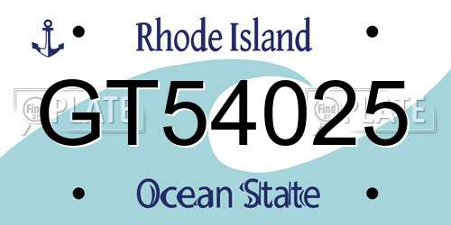 GT54025 Rhode Island License Plate