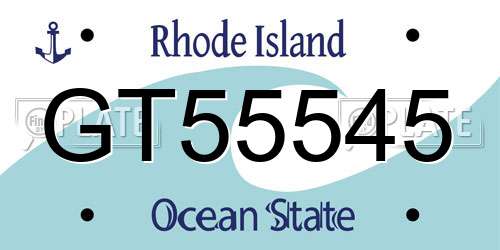 GT55545 Rhode Island License Plate