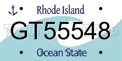 GT55548 Rhode Island License Plate