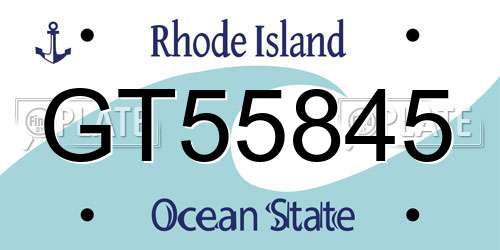 GT55845 Rhode Island License Plate