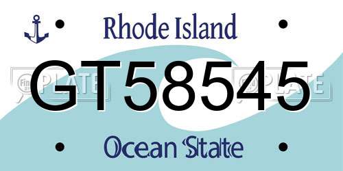 GT58545 Rhode Island License Plate