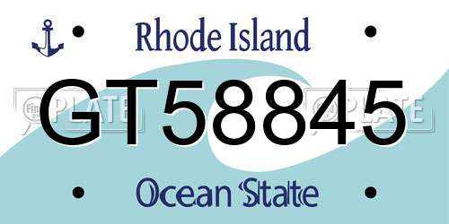 GT58845 Rhode Island License Plate