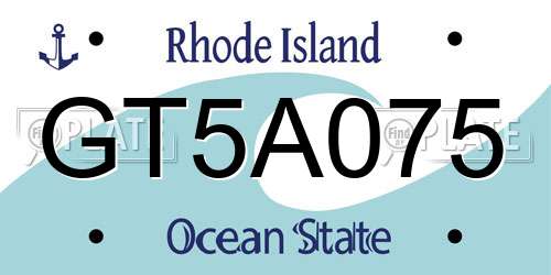 GT5A075 Rhode Island License Plate
