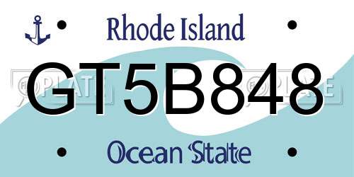 GT5B848 Rhode Island License Plate