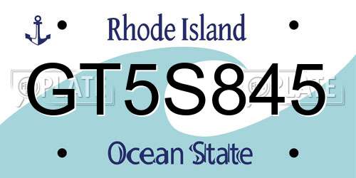 GT5S845 Rhode Island License Plate