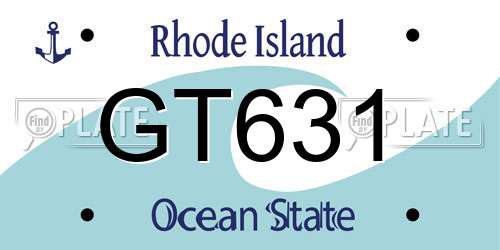 GT631 Rhode Island License Plate