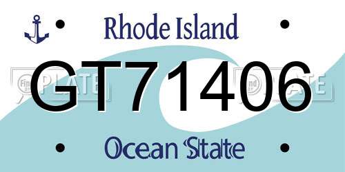 GT71406 Rhode Island License Plate