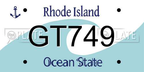 GT749 Rhode Island License Plate