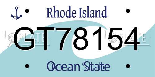 GT78154 Rhode Island License Plate