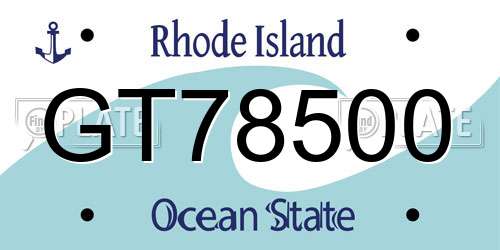 GT78500 Rhode Island License Plate