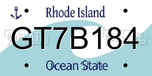 GT7B184 Rhode Island License Plate