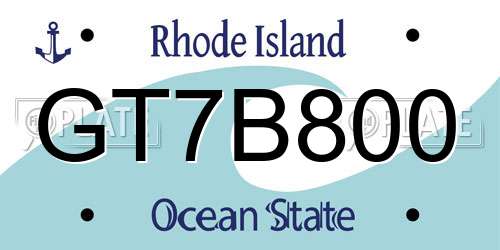 GT7B800 Rhode Island License Plate