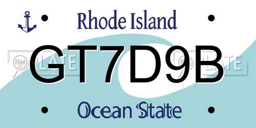 GT7D9B Rhode Island License Plate