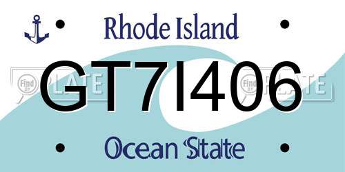 GT7I406 Rhode Island License Plate