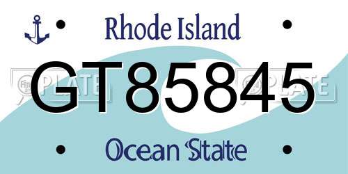 GT85845 Rhode Island License Plate