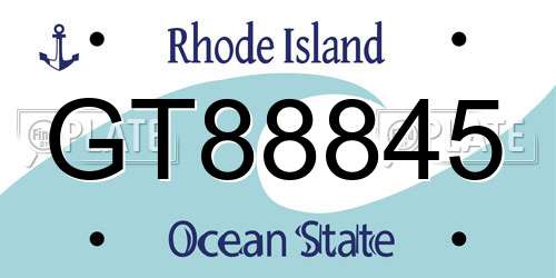 GT88845 Rhode Island License Plate