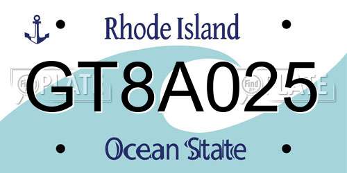 GT8A025 Rhode Island License Plate