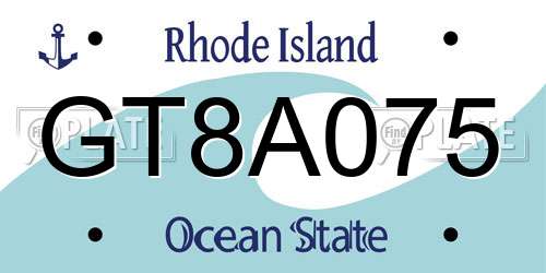 GT8A075 Rhode Island License Plate