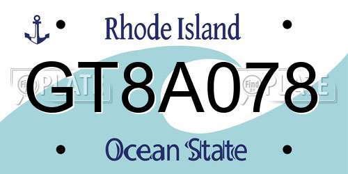 GT8A078 Rhode Island License Plate