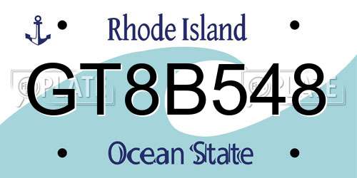 GT8B548 Rhode Island License Plate